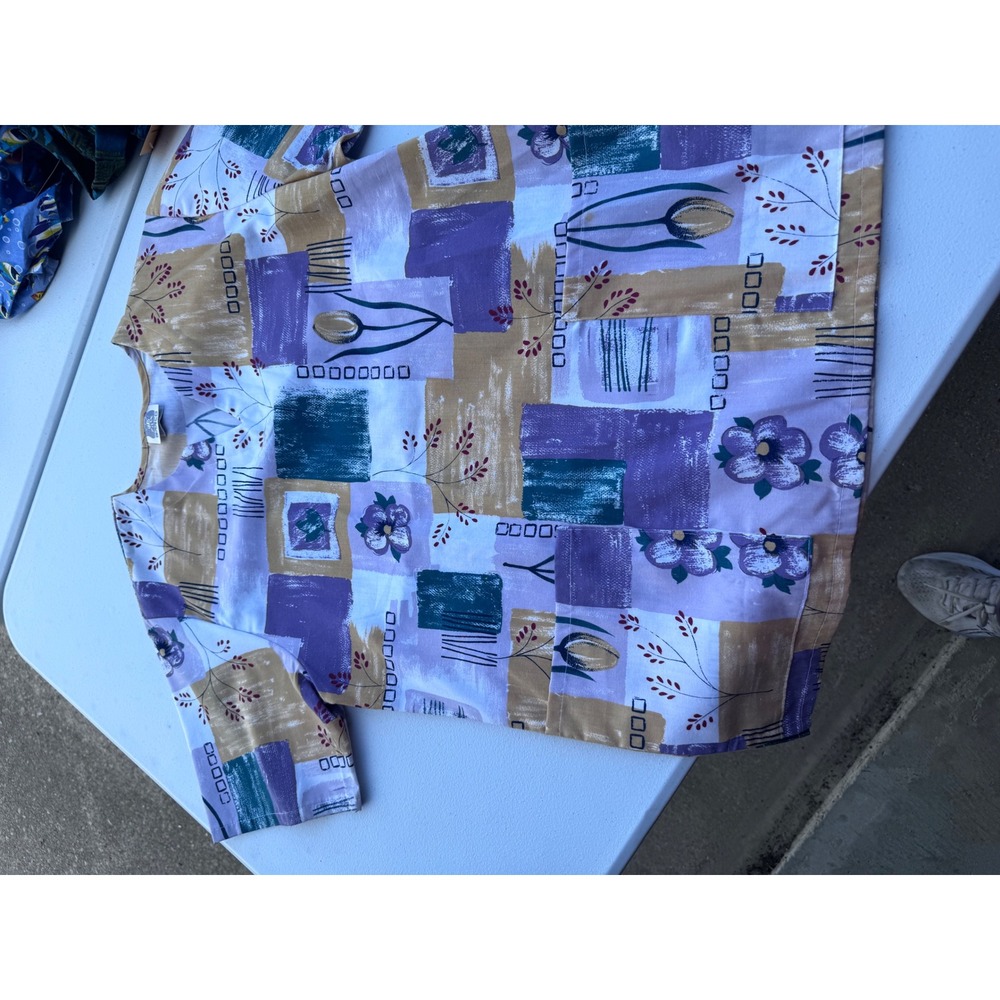 Barco Scrub Gear Womens XS Belgian Floral V-Neck Scrub Top Purple 51413 TP